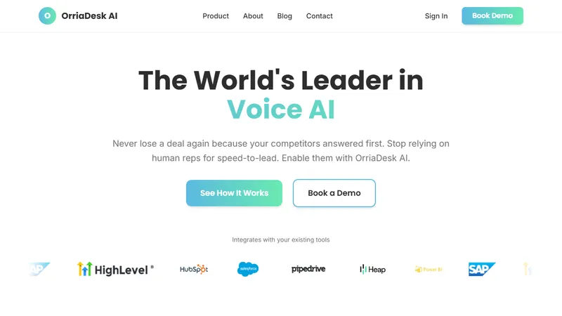 OrriaDeskAI website preview