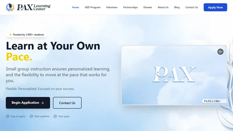 PAX Learning Center website preview
