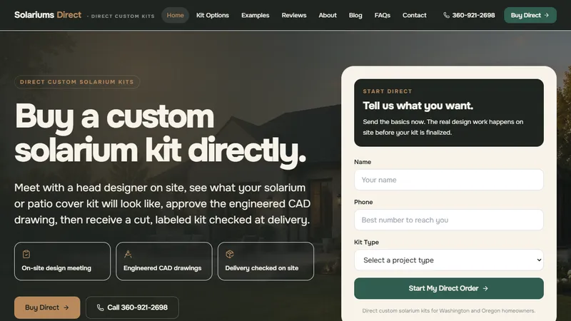 Solariums Direct website preview